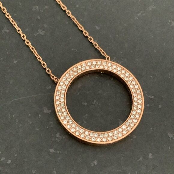 Michael Kors Open Circle Rose Gold Pendant Necklace - Eternity Circle of Life - Picture 1 of 11